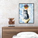 Cute Cat Oil Paint by Numbers Hand Painted Frameless Picture Home Ornament Kit