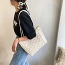Women Straw Woven Lace Shoulder Shopping Bag Casual Ladies Vacation Tote Handbag