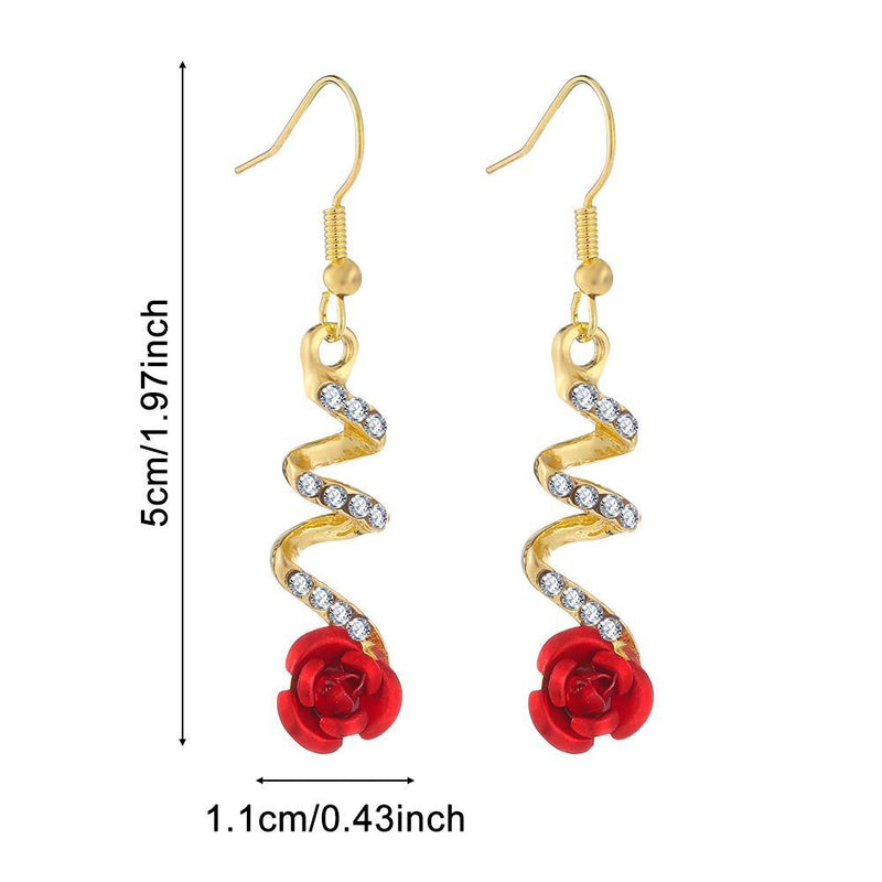 Style Rose Dangle Earrings Drop Earrings Diamond-Studded Pendants Women Jewelry