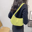 Fashion Women Corduroy Shoulder Underarm Bag Solid Color Handbags (Green)