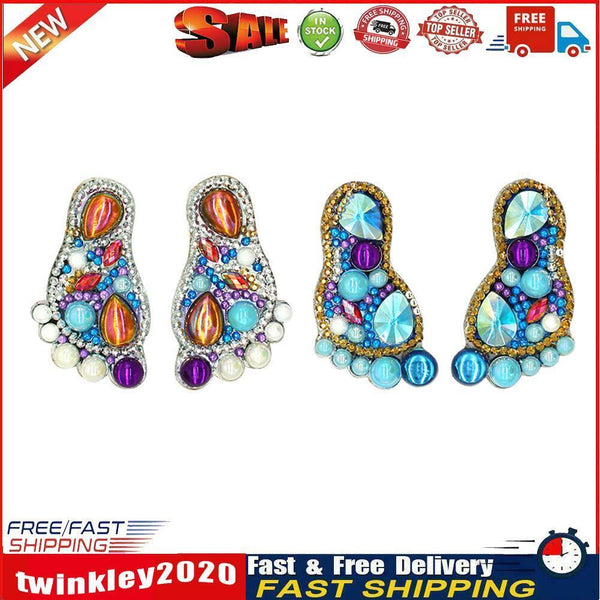 4pcs DIY Diamond Keychain Special Shaped Full Drill Feet Painting Keyring Newly