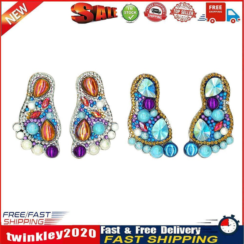 4pcs DIY Diamond Keychain Special Shaped Full Drill Feet Painting Keyring Newly