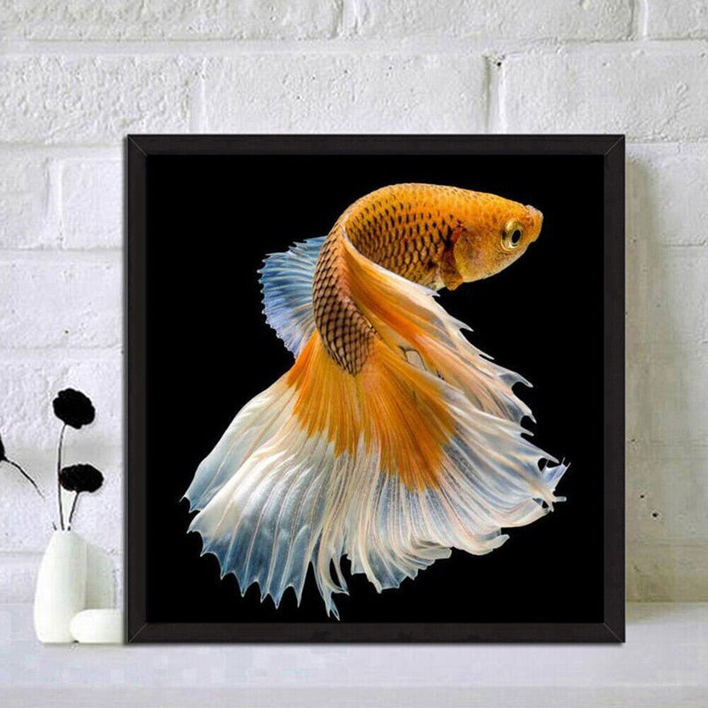 Golden Fish Full Drill Round Diamond Painting DIY Mosaic Kits Home Decor
