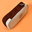 Canvas Pencil Case Double Layer Large Capacity Stationery Pen Box (Brown) Newly