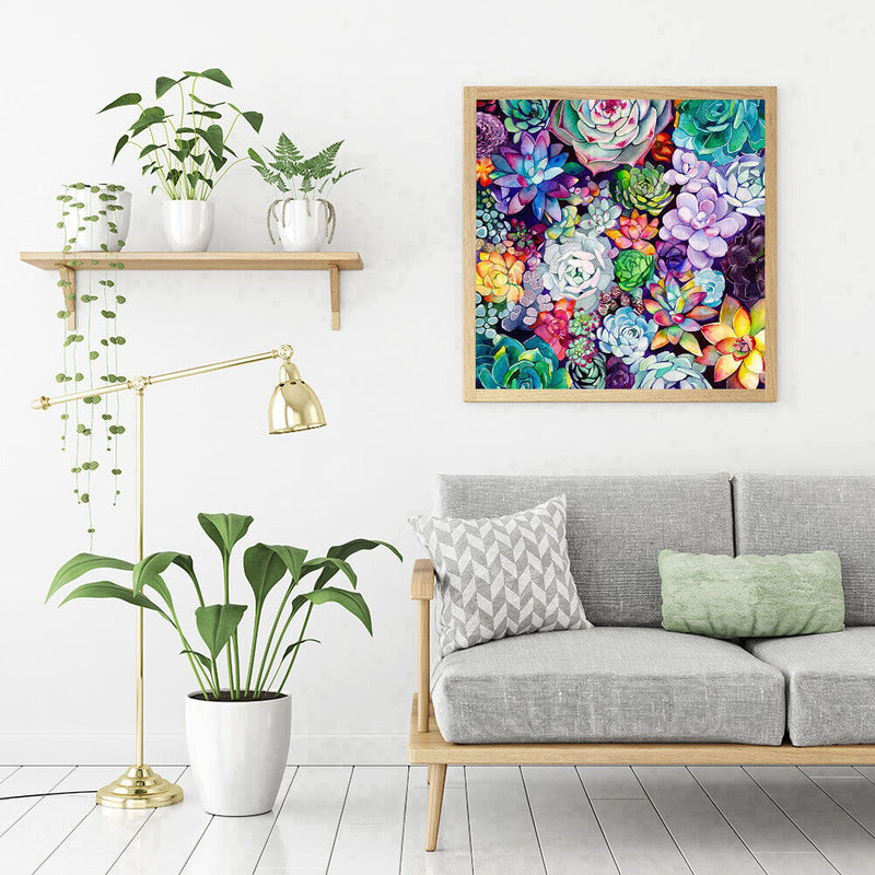 Diamond Embroidery Succulent Plant Mosaic Round Drill Diamond Painting Bead Art