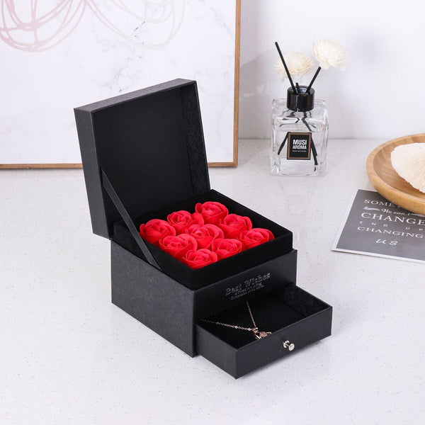 Xmas with Projection Necklace Handmade Eternal Preserved Rose Flower Gift Box