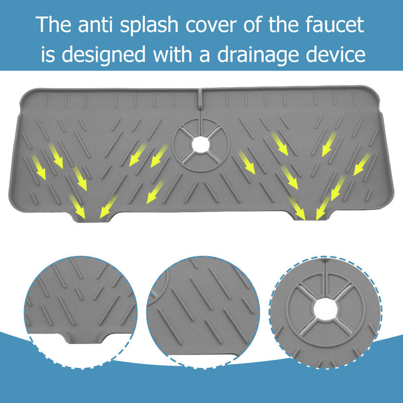 Faucet Absorbent Mat Sink Splash Guard Drying Pads for Kitchen RV (Grey) Newly