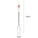 Ceramic Handle Stainless Steel Hand Egg Beater Egg Stirring Whisk (White)