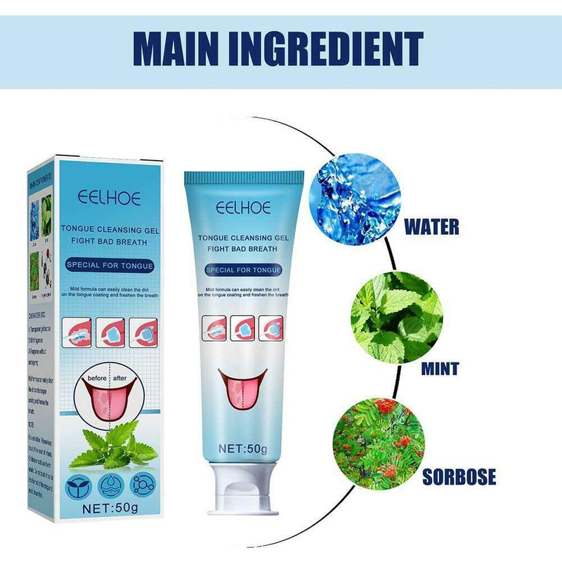Fresh Breath Kit for Bad Breath Tongue Scraper & Cleaner with Cleaning Gel