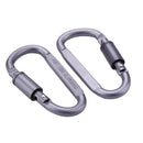 #QZO 2Pcs Carabiner Screw Lock D-Shaped Hook Keyring Clip Camping Hiking Who