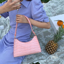 PU Alligator Pattern Underarm Bag Women Retro Solid Color Handbag (Pink)