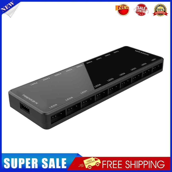 1 to 9 Hub Remote Control 5V 3Pin ARGB Cooling Fan 4Pin PWM Splitter for PC
