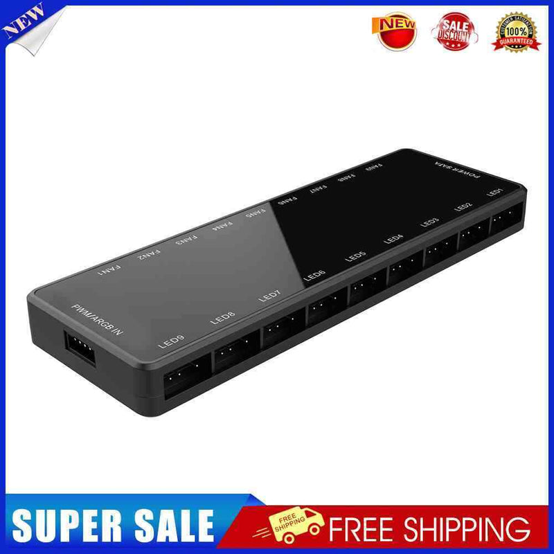 1 to 9 Hub Remote Control 5V 3Pin ARGB Cooling Fan 4Pin PWM Splitter for PC