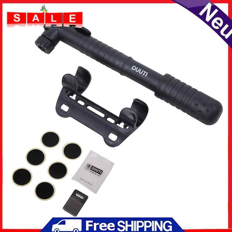 DUUTI PP-24 Bicycle Air Pump for American Presta Valve + Glueless Tire Patch Kit