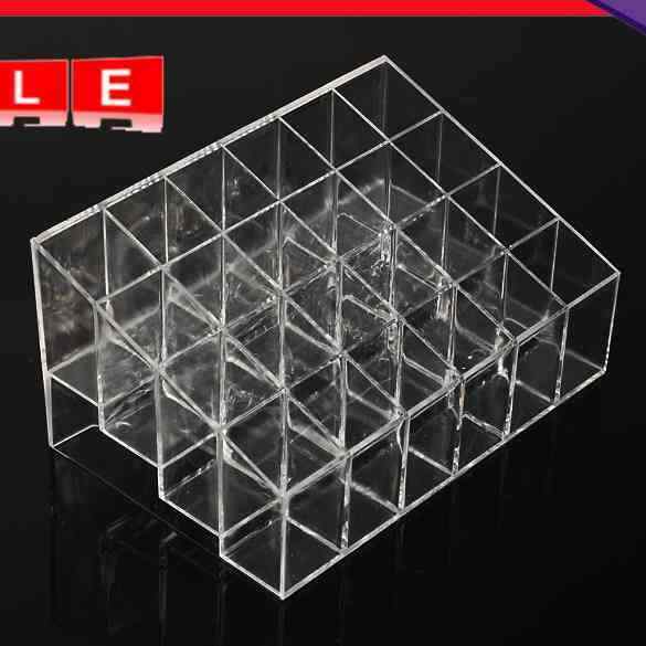 24 Trapezoid Clear Makeup Display Lipstick Case Cosmetic Organizer Box Hold