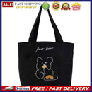 Cute Girls Corduroy Handbag Large Capacity Bear Print Top-handle Bag Women Totes