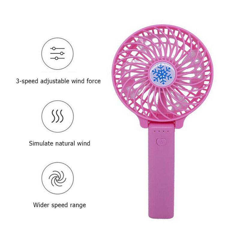 Folding Handheld Desktop Summer Cooling Fan for Travel Office Dorm (Pink)