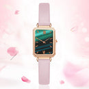 Fashion PU Strap Women Square Quartz Analog Casual Watch + Bracelet (Pink) Newly