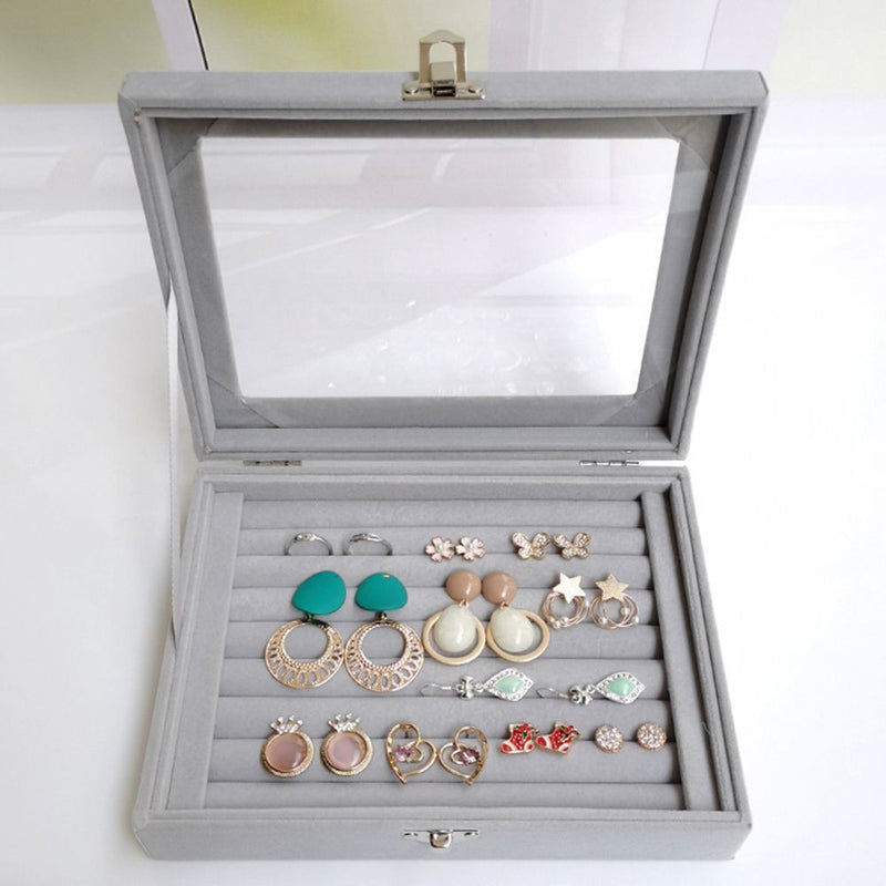 Elegant Ring Tray Velvet Ring Box Jewelry Organizer Storage Box Display Case