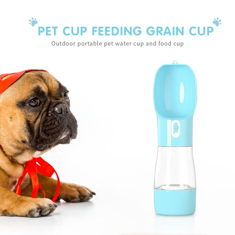 Portable Pet Water Bottle Dog Outdoor Leakage Proof Dispenser Feeder (Blue)