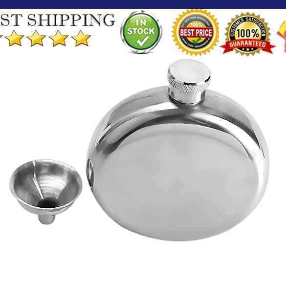 5oz Mirror Polished Stainless Portable Liquor Wine Hip Flask with Funnel