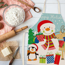 Merry Christmas Linen Apron Durable Washable Neck Apron Kitchen Accessories