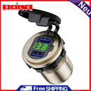 L4 Car Dual USB Charger QC3.0 USB Socket Power Outlet with Voltmeter + Switch