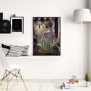 Hand Painted Oil Paint By Numbers Girl Dressing Back Digital Drawing Canvas Art