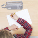 Large Capacity Pencil Cases Double Zipper Oxford Cloth Pen Box (Light Grey)