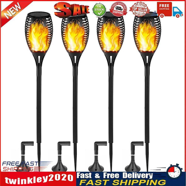 12 LED Flame Torch Light Solar Garden Plug-In Decor Lighting Lamp (4pcs) Newly