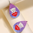 Women Teardrop Earrings Jewelry Valentine Dog Love Holiday Jewelry Accessory