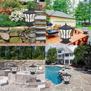 LED Solar Retro Lantern Pillar Light Outdoor Column Lamp Garden Fence Decor