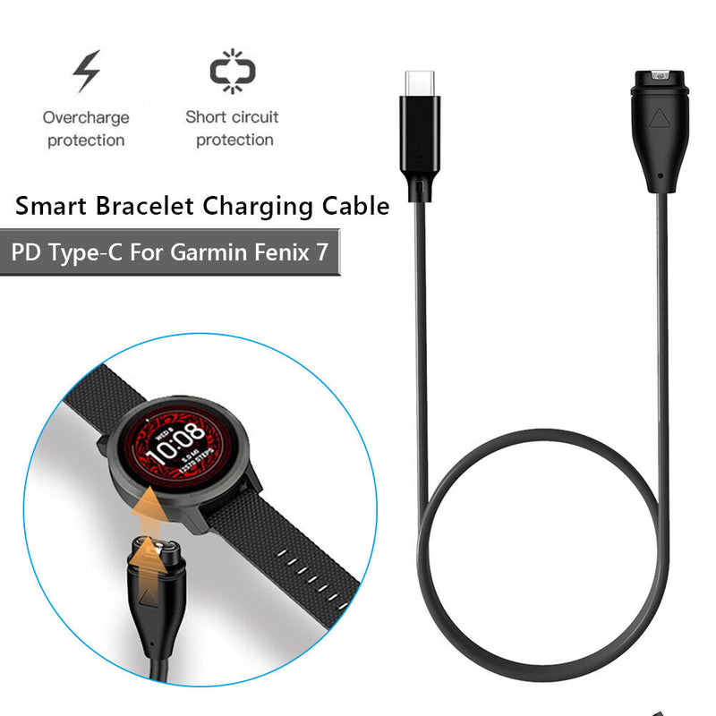 PD USB-C Charging Cable for Garmin Fenix 7 7S 7X 6 5 5X Venu 2 Sport Smart
