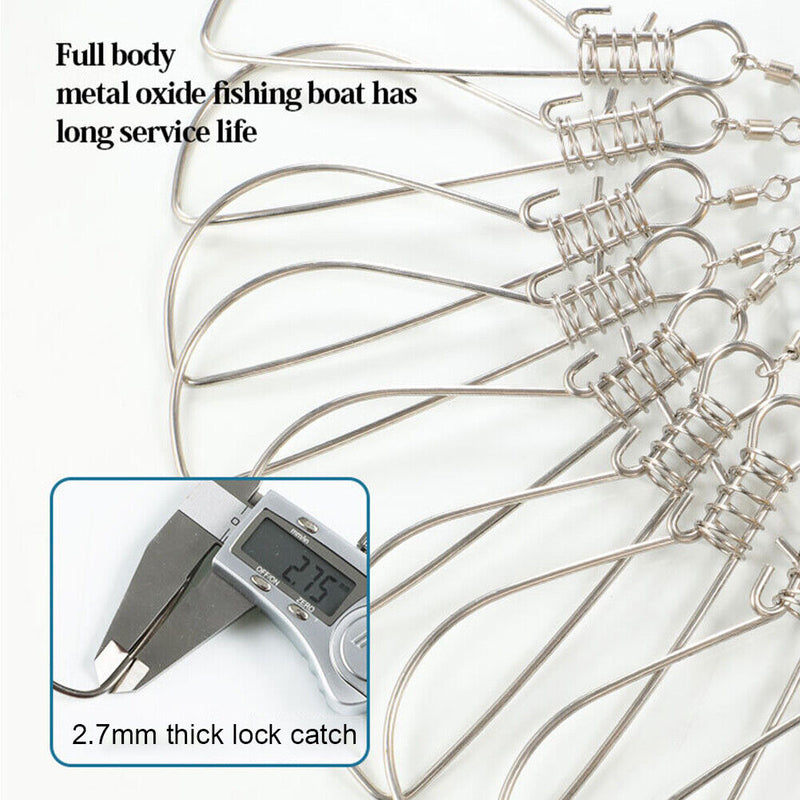 Stainless Steel Fish Buckle Lock Set Live Fishing Lock Belt Stringer (Blue)