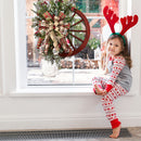 Christmas Red Wagon Wheel Wreath Garland Winter Wreaths with Pine Trees Berries