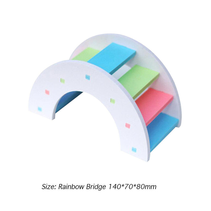 Wooden Hamster Small Animal Climbing Exercise Toys (Rainbow Bridge White) Newly