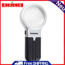 3X Reading Portable Handheld Magnifier Glass with 2 LED Lights Folding Magnifier