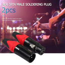 1 Pair XLR 3Pin Male Female DIY Audio Cable Connectors Solder Plug (Red) Newly