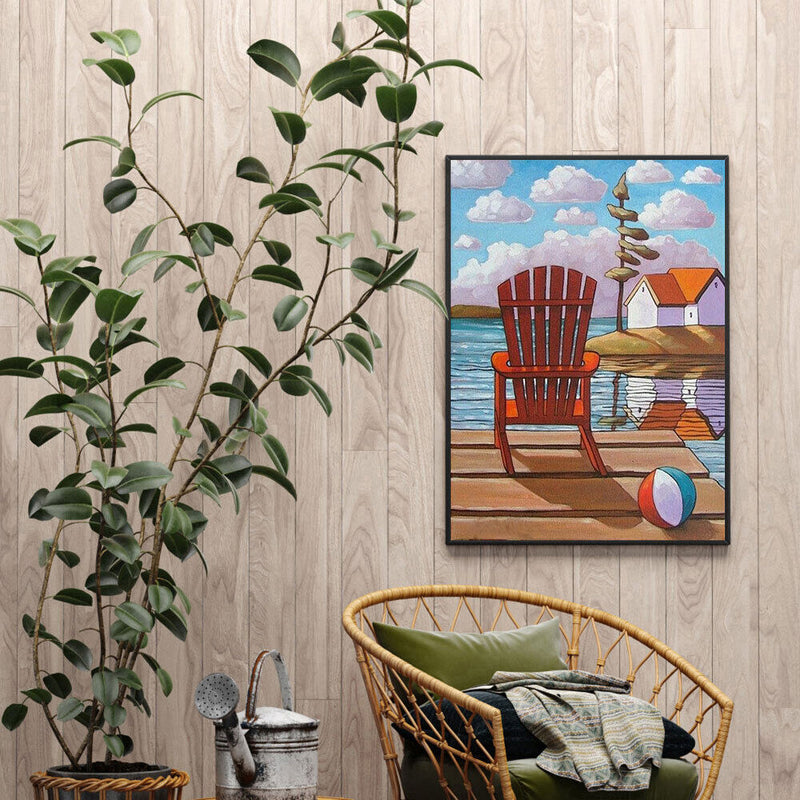 Lake Chair Hut Oil Paint By Numbers Kits DIY Handpainted on Canvas Wall Art