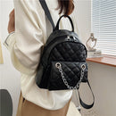 Women PU Leather Shoulder Backpack Rhombus Fashion Student Preppy School Bags
