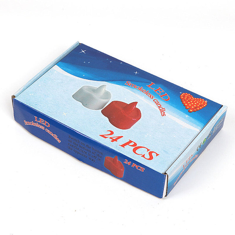 24pcs LED Tea Lights Heart Shaped Flickering Candle Romantic Wedding Party Decor