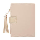 Folded Women Tassels PU Leather Handbag Girl Hasp Small Wallet Purse(Beige)