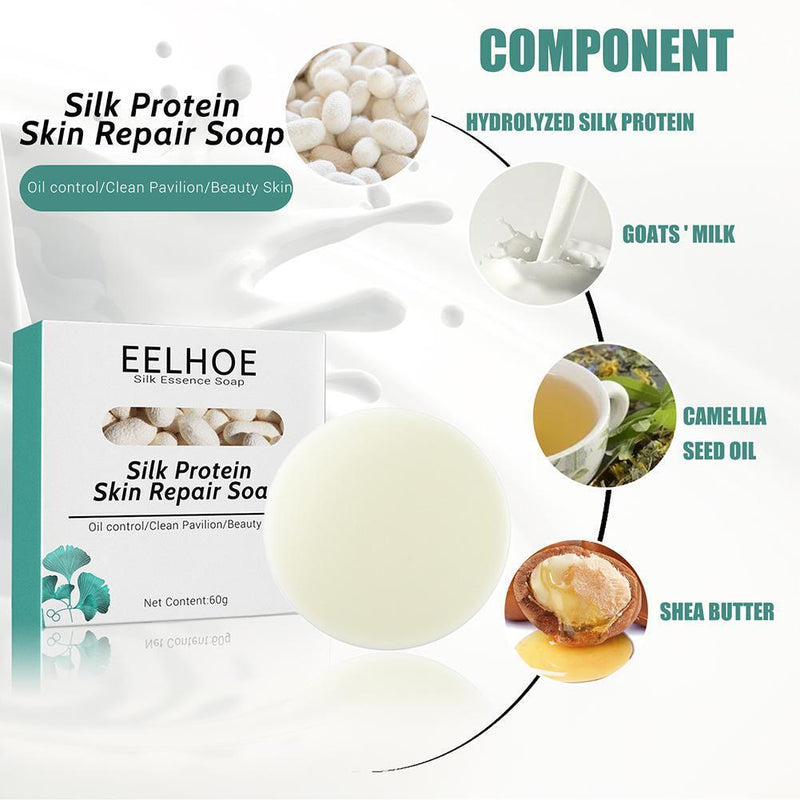 Silk Protein Soap Oil Control Face Deep Cleansing Pores Mites Acne Remover