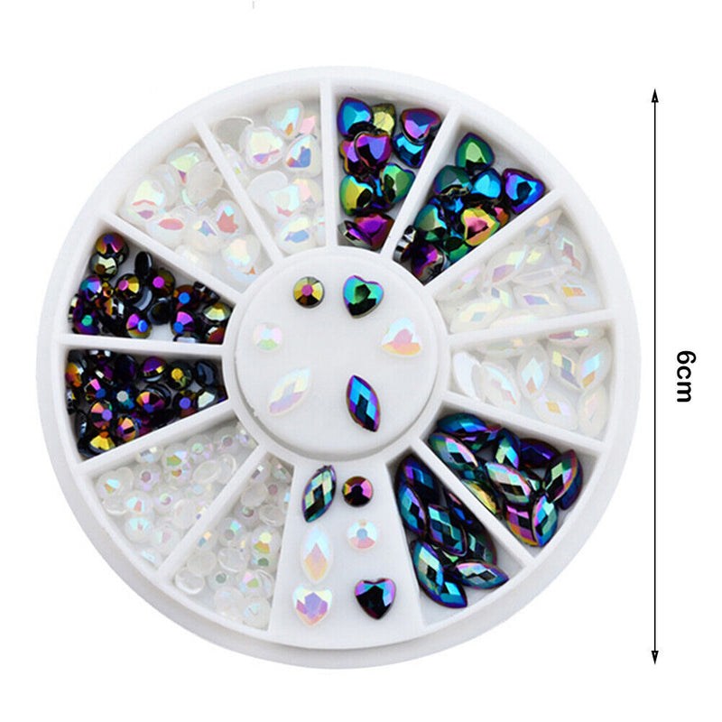 Multi-grids Peach Heart Round Nail Art Decorations Rhinestone Nail Ornament