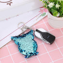 Glitter Sequins Bird Key Chain Girl Car Backpack Key Ring Jewelry (Blue)