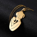 Family Jewelry Mother's Day Stainless Steel Chain Pendant Necklace Mom and Baby