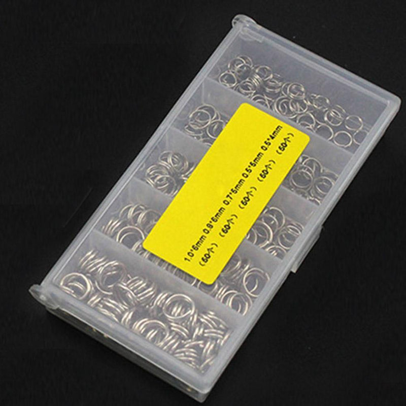 250pcs 5-Size High-carbon Steel Fishing Split Rings Double Loop Connectors