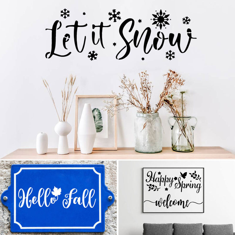 Word Stencils Welcome Theme Signs Four Season Pattern Festival Ornament