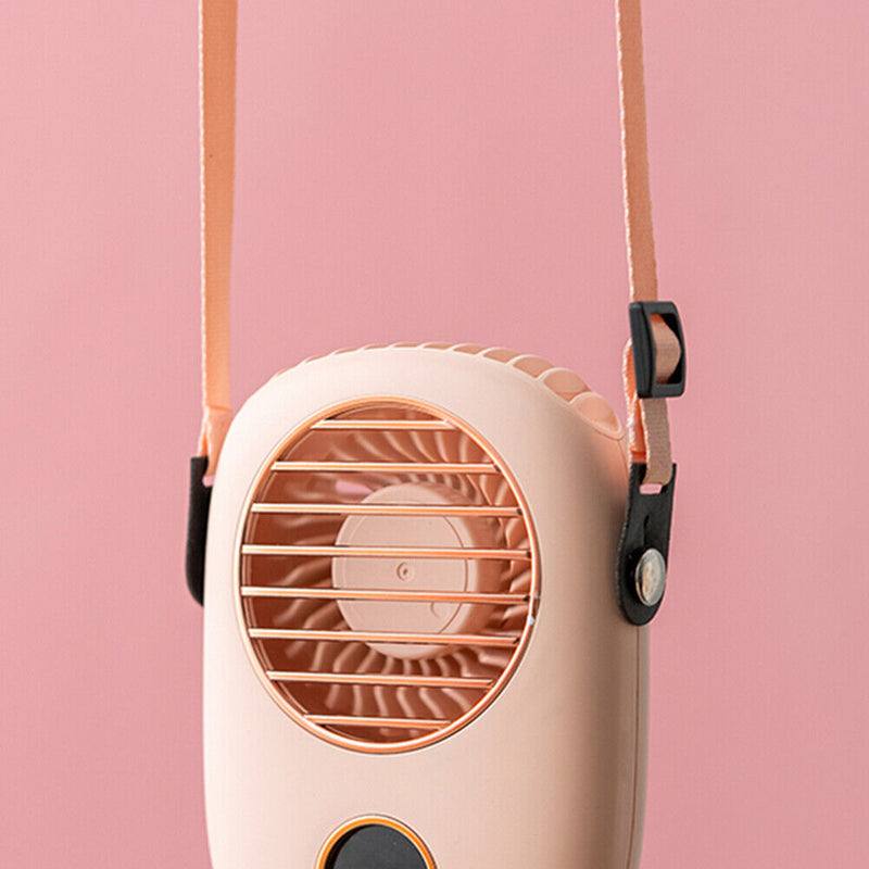 Bladeless Neck Digital Fan Silent Sport Travel Personal Desktop Fan (Pink)