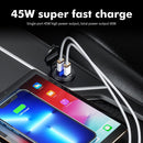 PD 45W Dual USB Ports Car Charger LED Voltmeter Quick Charge Adapter (Blue)